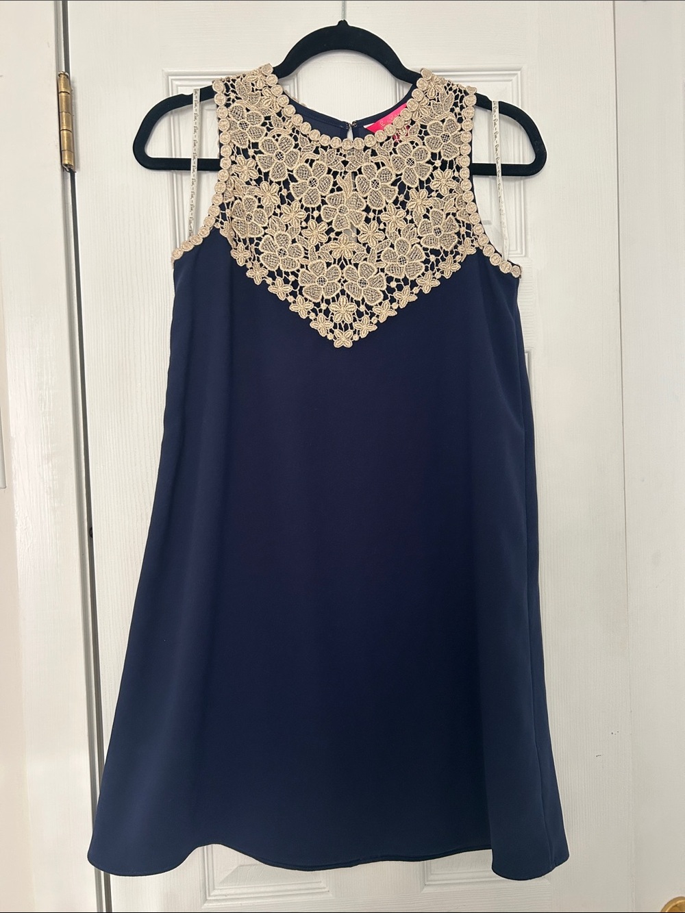 Lilly Pulitzer Navy Mini Dress with Cream Lace Yoke